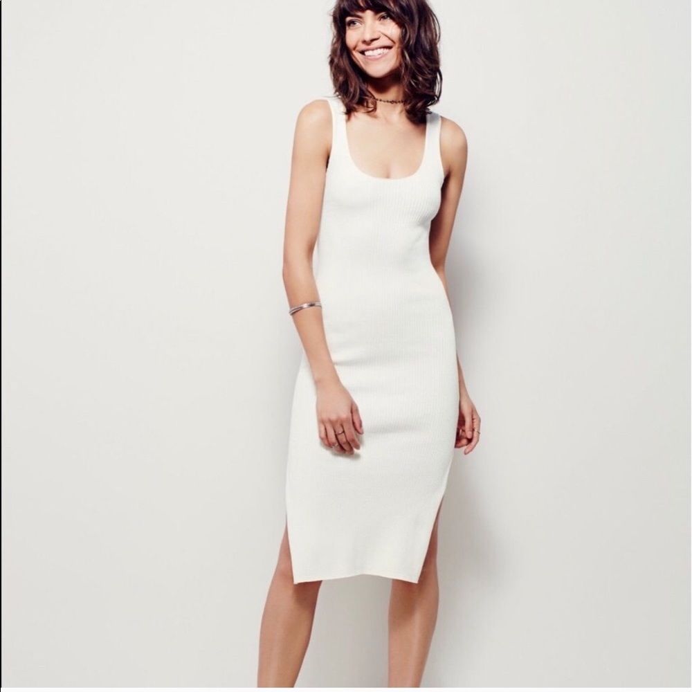 Free People White Slit Bodycon Dress